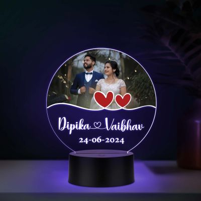 Personalized Acrylic LED Photo Lamp with Automatic Color Changing Light Anniversary Gift for Couples, Husband, Wife, Wedding, Birthday, Valentine's Day